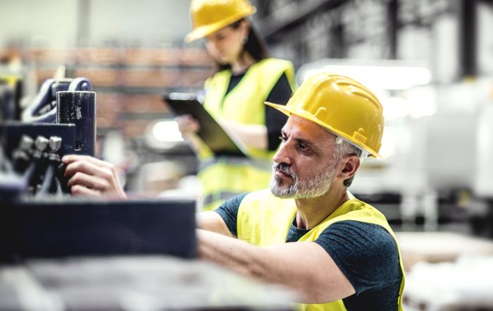 Workers in a warehouse.