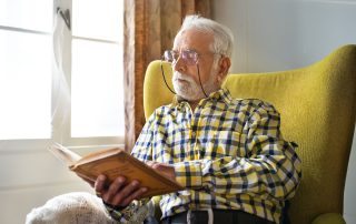 A man reading a book.